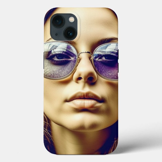 Cool Lady with Reflection in her Sunglasses Case-Mate iPhone Case (Back)