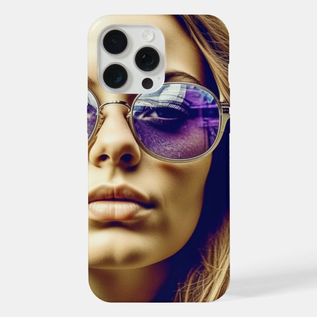 Cool Lady with Reflection in her Sunglasses iPhone Case (Back)