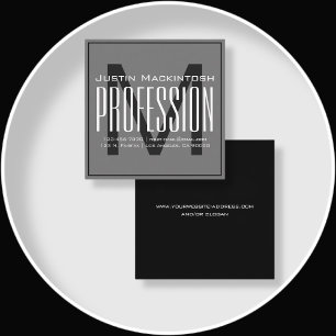 Cool Large Modern Initial   Black & White Square Business Card