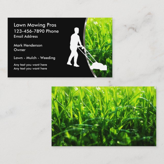 Cool Lawn Mowing Service Business Cards (Front/Back)