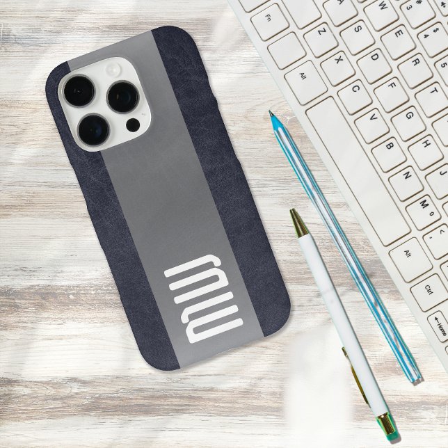 Cool Leather Metal Stripe Bold Monogram Case-Mate iPhone Case (Creator Uploaded)