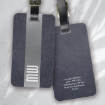 Cool Leather Metal Stripe Bold Monogram Luggage Tag<br><div class="desc">Personalise with your own details for a one-of-a-kind monogram design</div>