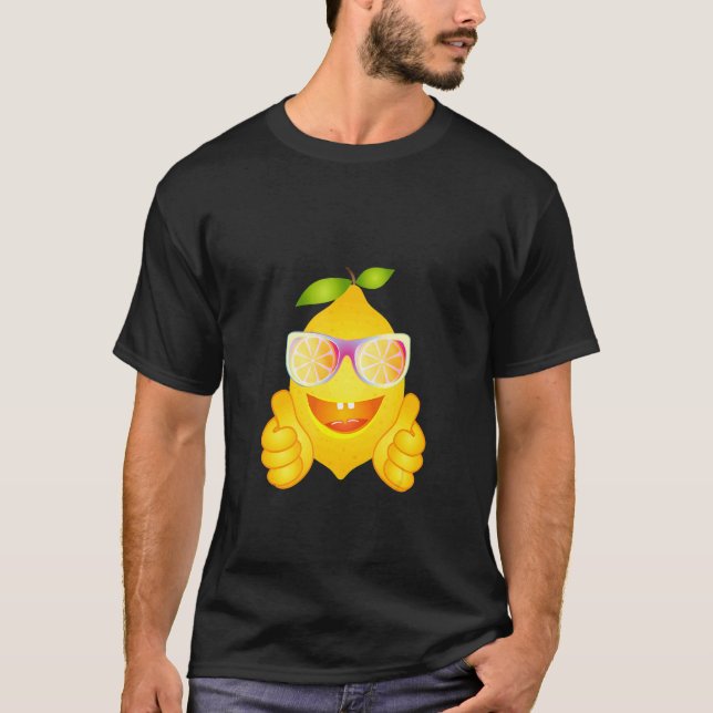 Cool Lemon In Comic Style With Sunglasses T-Shirt (Front)