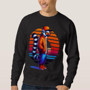 Cool Lemur Modern Urban Style Sunset Retro Art Sweatshirt