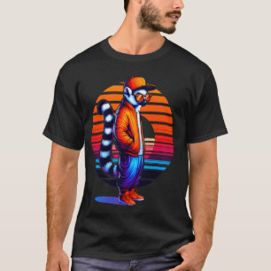 Cool Lemur Modern Urban Style Sunset Retro Art T-Shirt