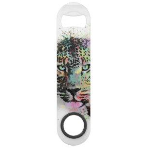 Cool leopard animal watercolor splatters paint