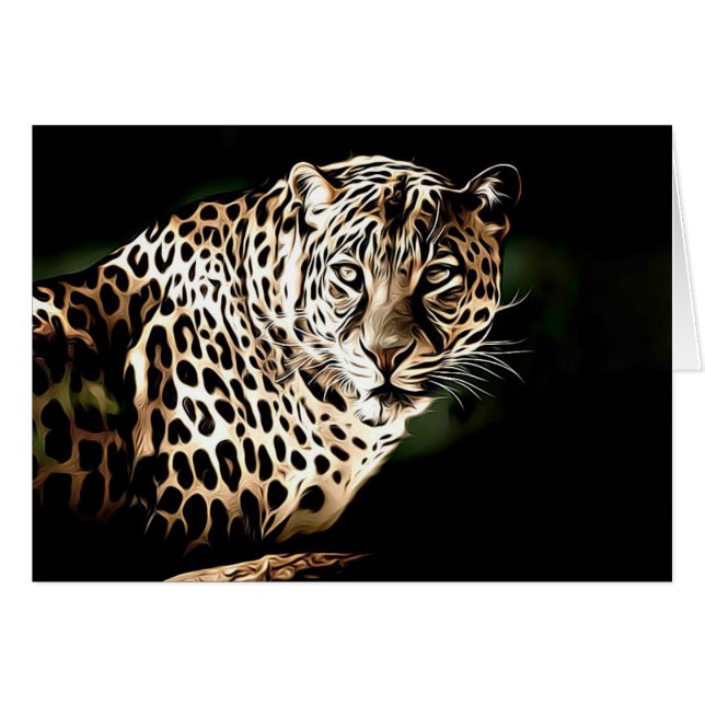 Cool Leopard Blank Card (Front Horizontal)