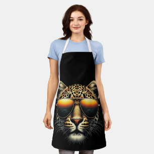 Cool Leopard Wearing Sunglasses Stylish Leopard Apron