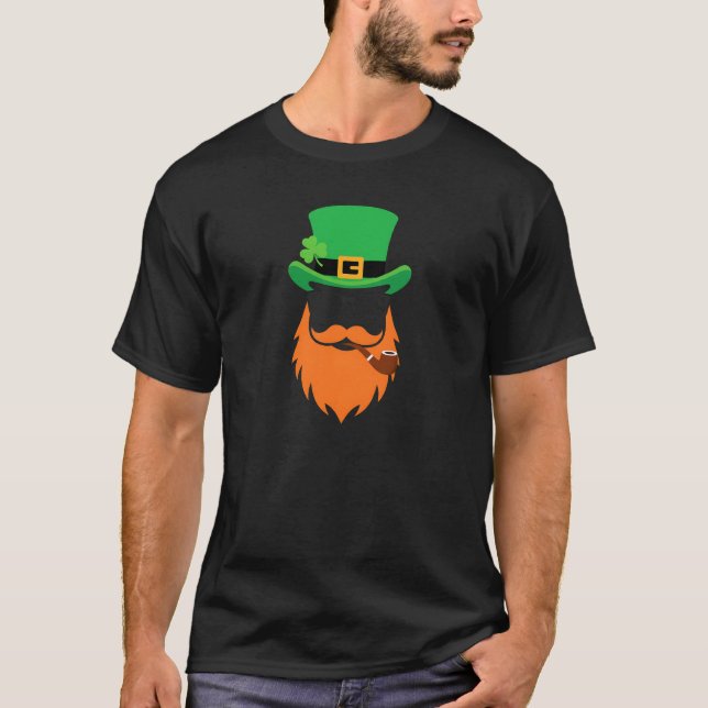 Cool Leprechaun Beard Sunglasses Irish Art T-Shirt (Front)