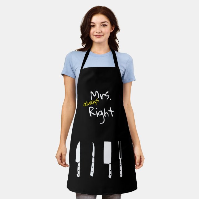Cool Letter Print Aprons, Funny Mrs Always Right  Apron (Worn)