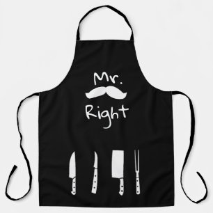 Cool Letter Print Aprons, Mr. Right All-Over Print Apron