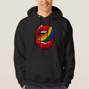 Cool Lgbt Pride Lip And Tongue  Rainbow Colours Hoodie