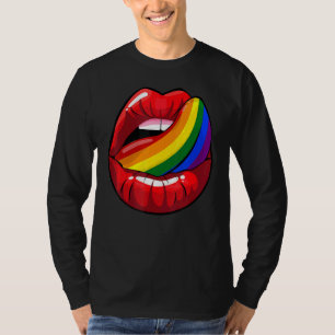 Cool Lgbt Pride Lip And Tongue Rainbow Colours T-Shirt