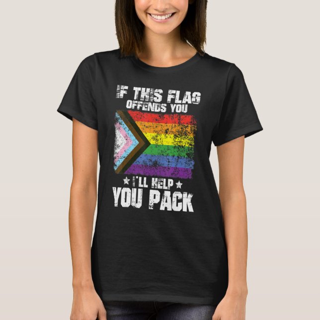 Cool LGBTQ Pride If This Flag Offends You I'll Hel T-Shirt (Front)