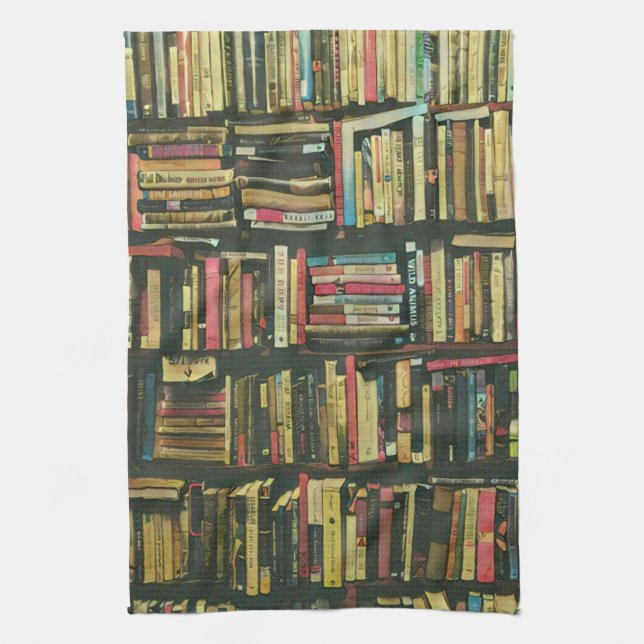 Cool library lover gift tea towel (Vertical)