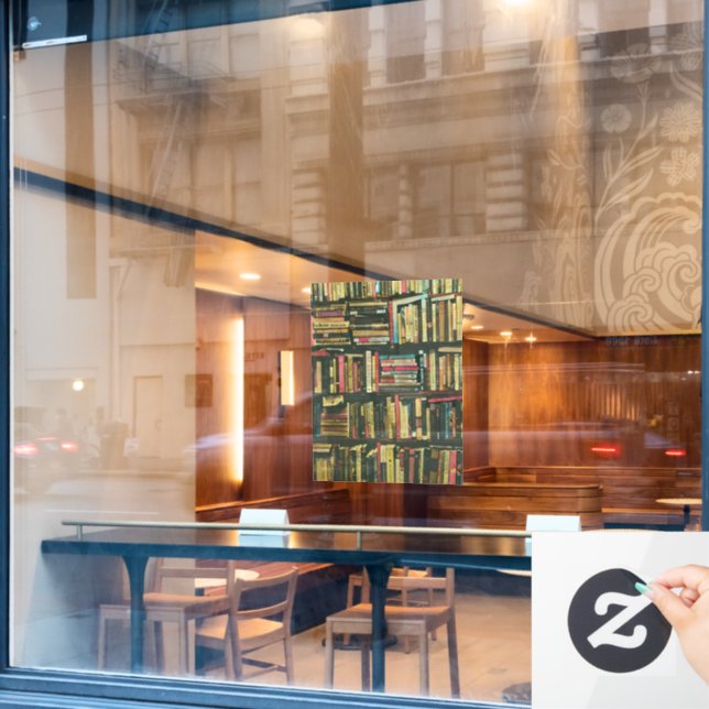Cool library lover gift window cling (Cafe Window)