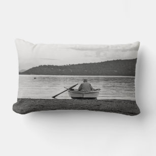 Cool lifestyle cultural photo of Aegean fisherman Lumbar Cushion