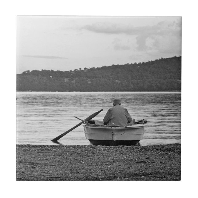 Cool lifestyle cultural photo of Aegean fisherman Tile (Front)