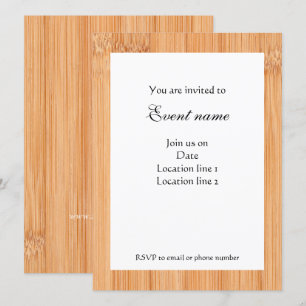 Cool light brown bamboo wood print Invitation