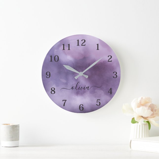 Cool Light  Purple Black Gothic Style Large Clock (Home)