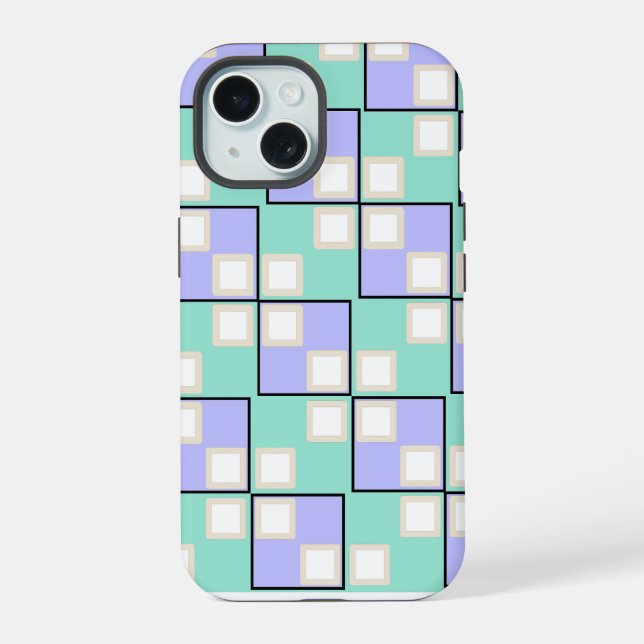Cool Light Purple Squares  iPhone 15 Case (Back)