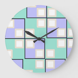 Cool Light Purple Squares Large Clock