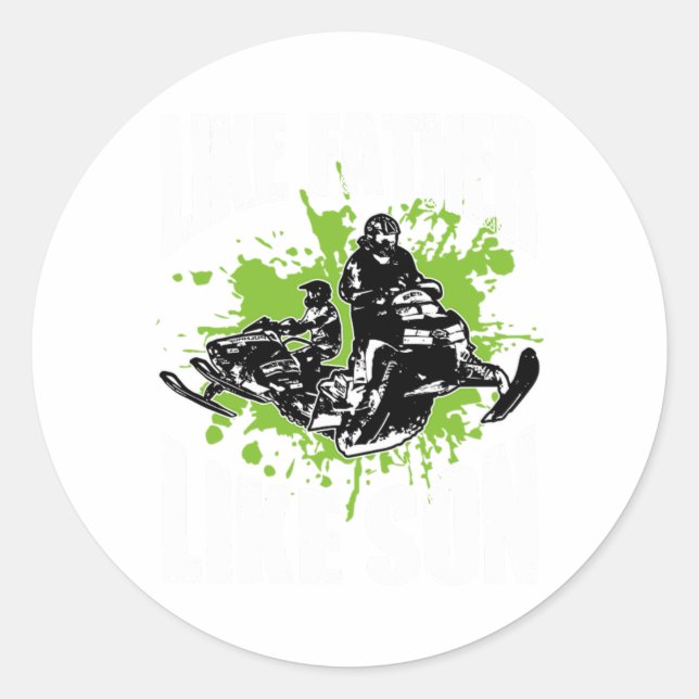 Cool Like Father Like Son Snowmobile Rider Gift Classic Round Sticker (Front)