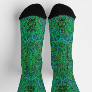 Cool Lime Green Abstract Branch Pattern Socks