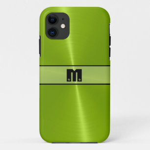 Cool Lime Shiny Stainless Steel Metal 2 iPhone 11 Case