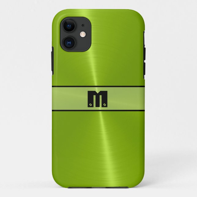 Cool Lime Shiny Stainless Steel Metal 2 Case-Mate iPhone Case (Back)