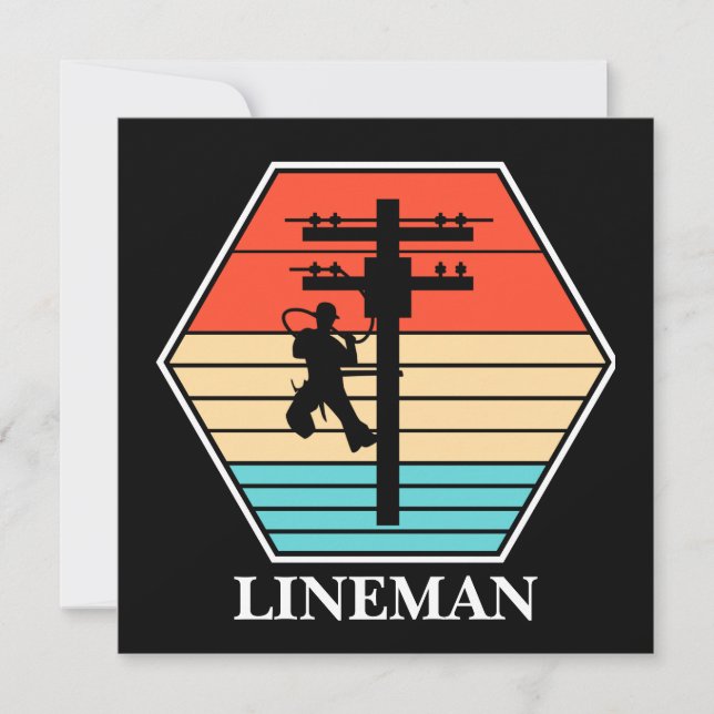 Cool Lineman Vintage Sunset  Invitation (Front)