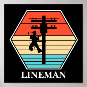 Cool Lineman Vintage Sunset  Poster