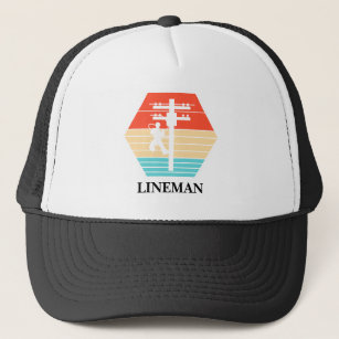 Cool Lineman Vintage Sunset  Trucker Hat
