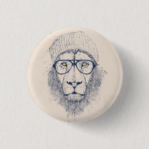 Cool lion 3 cm round badge