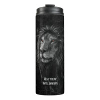 Cool Lion Black Marble Background Your Name