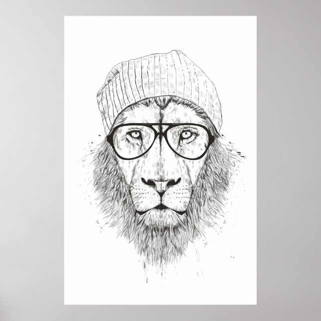 Cool lion (blackandwhite) poster (Front)