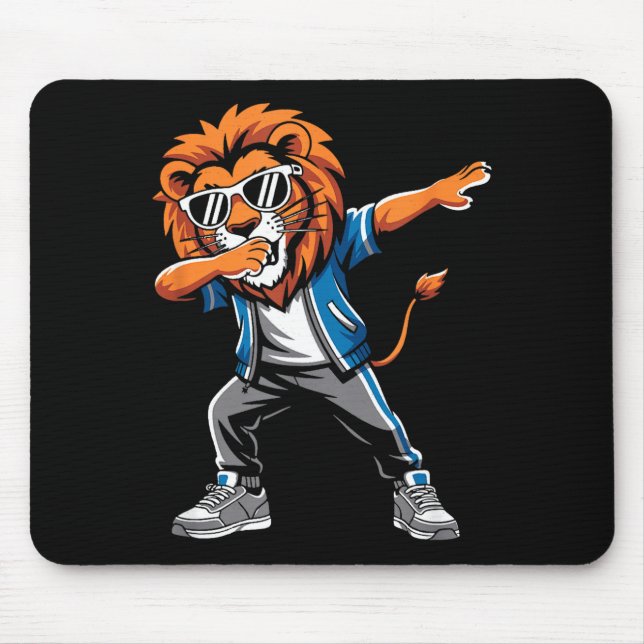 Cool Lion Dabbing Gift For Men Women Boys Girls Ki Mouse Mat (Front)