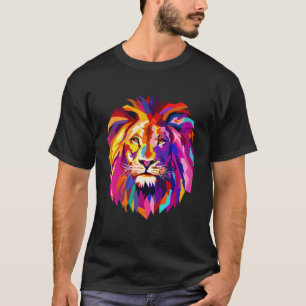 Cool Lion Head Design With Bright Colourful T-Shirt