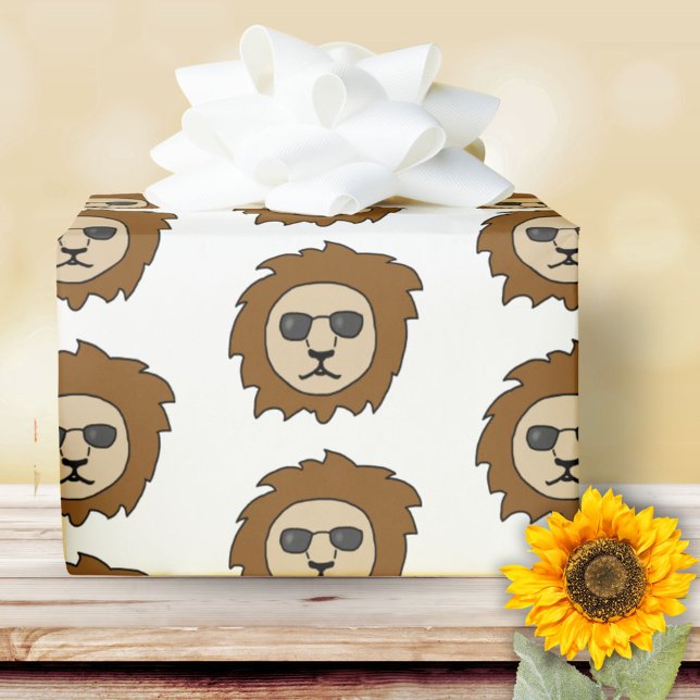 Cool Lion Head Pattern Kids Animal Wrapping Paper (Creator Uploaded)