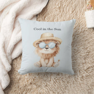 Cool Lion in Sun Beach Sunglasses Hat Cushion
