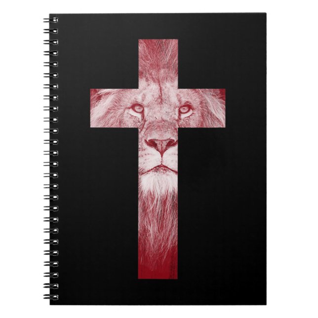 Cool Lion Of Judah Cross Jesus Gift for Christians Notebook (Front)