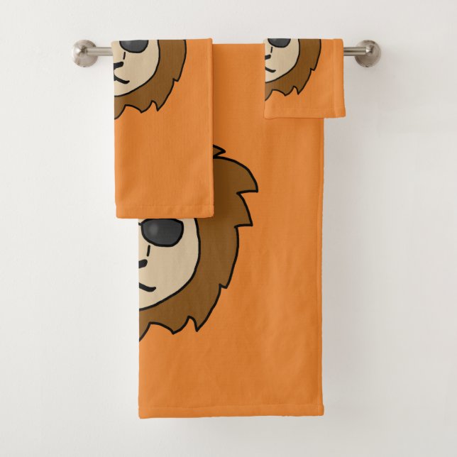 Cool Lion Orange Kids Bath Towel Set (Insitu)