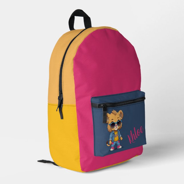 Cool Lion Personalised  Printed Backpack (Back Corner Left)