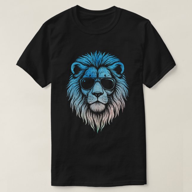 Cool Lion Wearing Sunglasses Artwork Lion T-Shirt (Design Front)