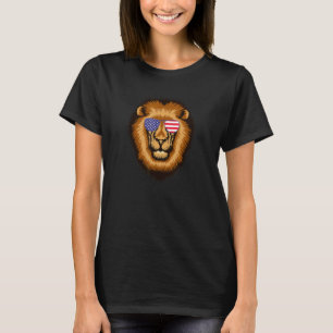 Cool Lion Wearing Usa Flag Sunglasses Us America T-Shirt