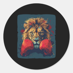 Cool Lion With Boxing Gloves Costume Classic Round Sticker