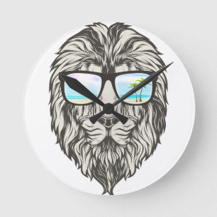 Cool Lion With Summer Sunglasses Crossbody Bag Ban Round Clock