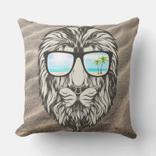 Cool Lion With Summer Sunglasses Cushion
