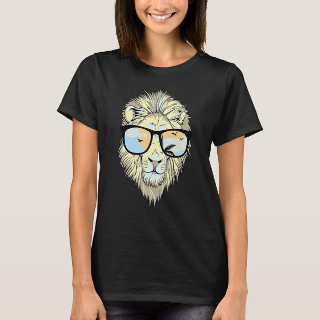 Cool Lion With Sunglasses T-Shirt (Front)