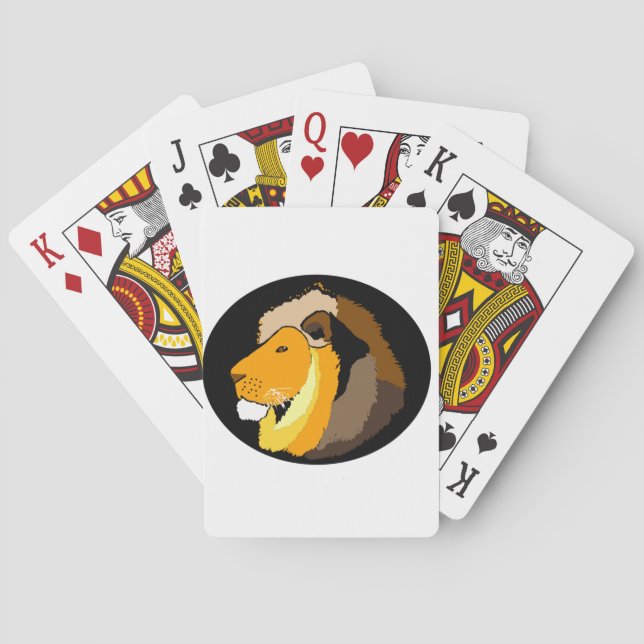 cool lions head art gifts and accessories playing cards (Back)